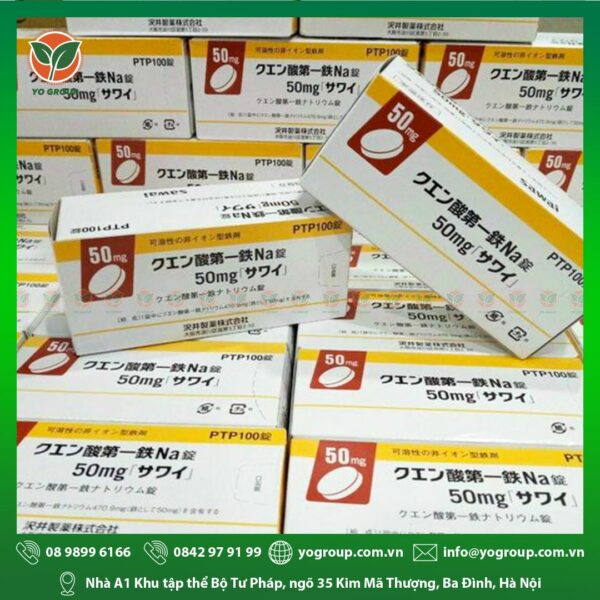 VIÊN UỐNG BỔ SUNG SẮT SAWAI PTP100 50MG - NHẬT